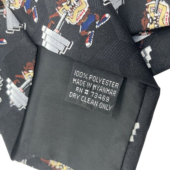 Looney Tunes Mania Tasmanian Devil Power Lifter Tie Black Vintage - Picture 7 of 12